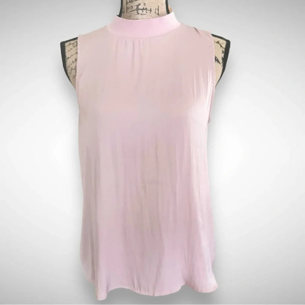 A NEW DAY Women's Light‎ Pink Sleeveless Mock Neck Blouse Size Small | EUC